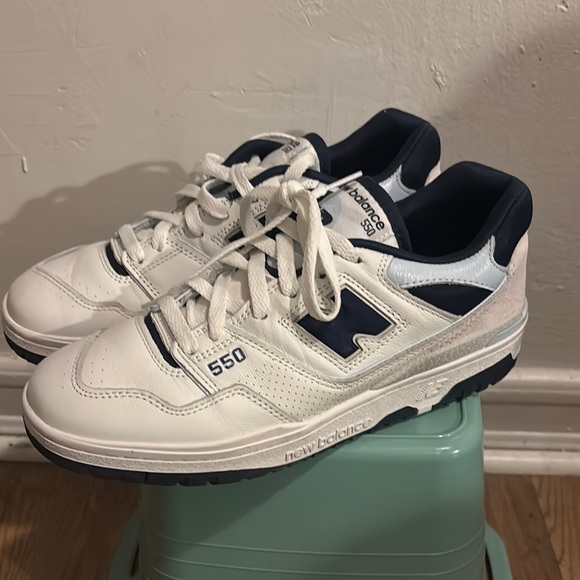 New Balance Shoes - Women’s New Balance 550 White , Dark Blue and light blue Sneakers